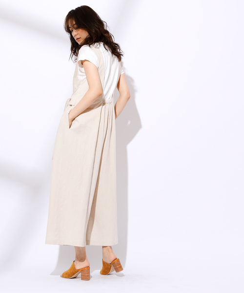 CIAOPANIC(チャオパニック)の「リネン混ウエストリボンサロペット(サロペット/オーバーオール・レディース・ベージュ/ネイビー・FREE)」の20枚目の写真
