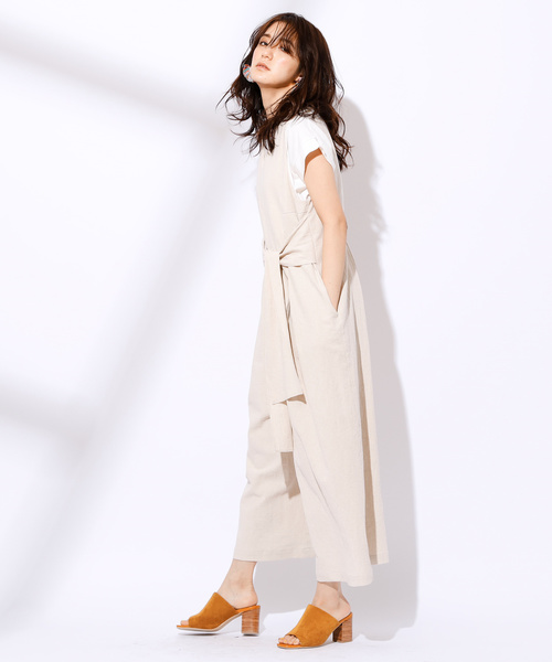 CIAOPANIC(チャオパニック)の「リネン混ウエストリボンサロペット(サロペット/オーバーオール・レディース・ベージュ/ネイビー・FREE)」の21枚目の写真