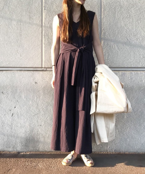 CIAOPANIC(チャオパニック)の「リネン混ウエストリボンサロペット(サロペット/オーバーオール・レディース・ベージュ/ネイビー・FREE)」の22枚目の写真