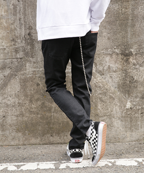 kutir（クティール）の「SLIM LONG PANTS / ストレッチデニムスリムスキニーパンツ（デニムパンツ・メンズ・ブラック/ワンウォッシュ・LARGE/SMALL/MEDIUM）」の3枚目の写真