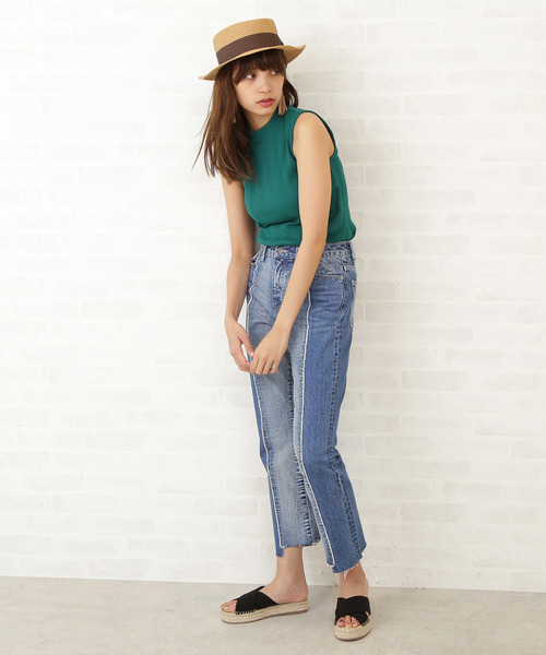 FREE'S MART（フリーズマート）の「ベーシックカンカン帽（ハット・レディース・ホワイト/ブラウン・ﾌﾘ-）」の5枚目の写真