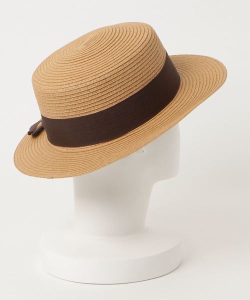 FREE'S MART（フリーズマート）の「ベーシックカンカン帽（ハット・レディース・ホワイト/ブラウン・ﾌﾘ-）」の3枚目の写真