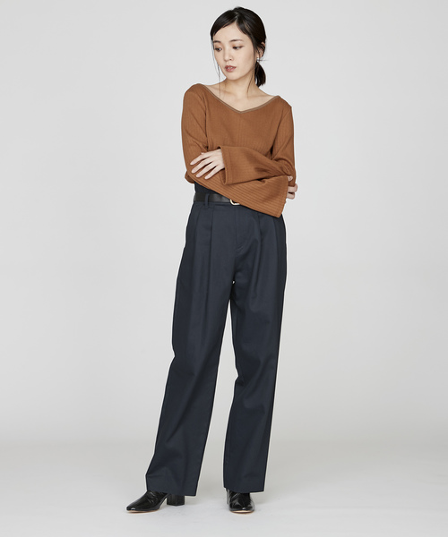 TRUNO by NOISE MAKER（トルノバイノイズメーカー）の「ハイウエストヴィンテージチノタックパンツ（チノパンツ・レディース・ネイビー/ブラウン/カーキ・38/36）」の12枚目の写真