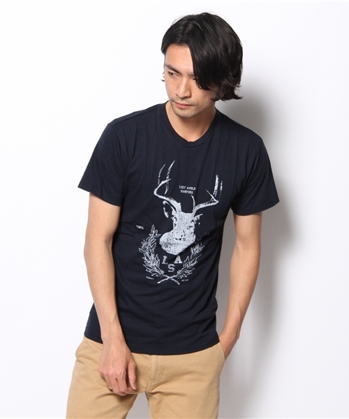 CASPER JOHN(キャスパージョン)の「【LOST ANGLE】DEER Tシャツ(Tシャツ/カットソー・メンズ・ネイビー/グレー・LARGE/MEDIUM/SMALL)」の2枚目の写真