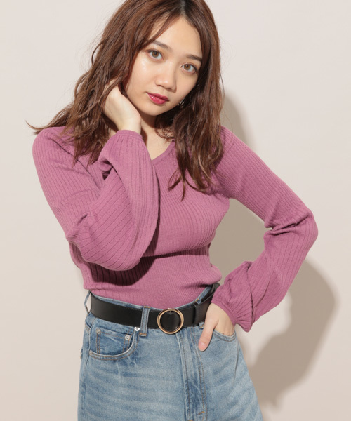 apres jour（アプレジュール）の「袖ボリュームワイドリブトップス【ZOZOTOWN限定アイテム】（ニット/セーター・レディース・ブラック/ベージュ/オフホワイト/ボルドー/スモークピンク・フリー）」の2枚目の写真