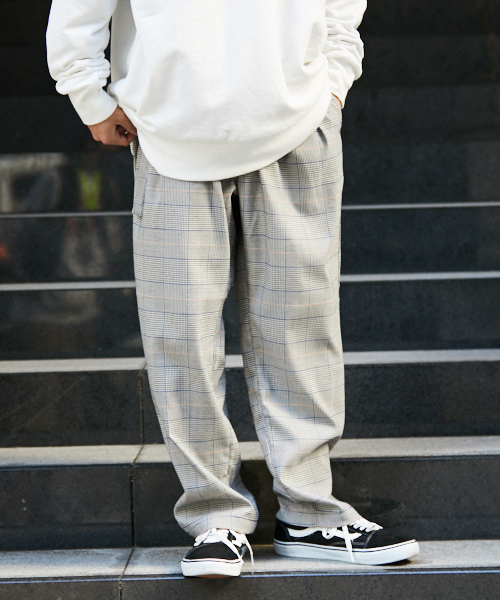 kutir(クティール)の「belted wide PT / ベルト付チェックワイドストレートパンツ(その他パンツ・メンズ・ベージュ系その他/ブラック/グレー系その他/ブラウン系その他/グリーン系その他/グレー系その他3/ベージュ系その他2/グレー系その他2・SMALL/MEDIUM/LARGE)」の5枚目の写真