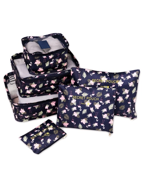 classicalelf(クラシカルエルフ)の「映えるプリント柄のトラベルポーチ6点セット(トラベルグッズ・レディース・ブラック/ピンク/ネイビー/ブルー/グリーン・ONE SIZE)」の14枚目の写真