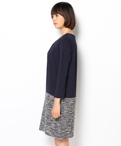 ROPE' PICNIC(ロペピクニック)の「【着丈が選べる】ツイードジャガード切替ワンピース(レギュラー丈)(ワンピース・レディース・ネイビー/ブラック/ベージュ・38/40)」の5枚目の写真