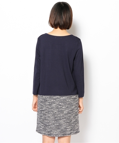 ROPE' PICNIC(ロペピクニック)の「【着丈が選べる】ツイードジャガード切替ワンピース(レギュラー丈)(ワンピース・レディース・ネイビー/ブラック/ベージュ・38/40)」の6枚目の写真