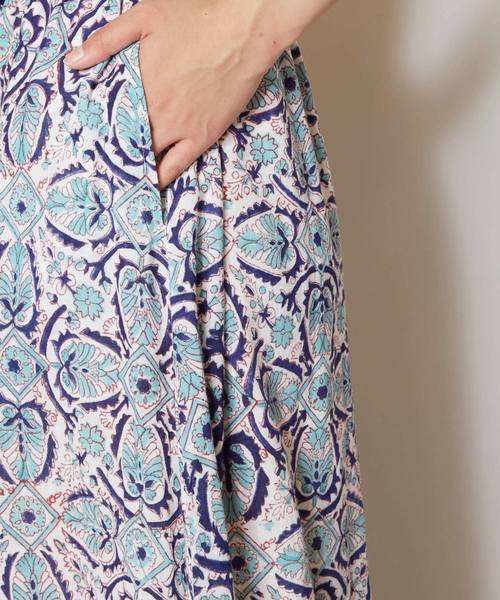 チャイハネ（チャイハネ）の「【チャイハネ】yul 麻混ブロックプリントワイドパンツ（その他パンツ・レディース・ブルー/グリーン/パープル/レッド・FREE）」の14枚目の写真