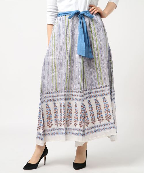 チャイハネ（チャイハネ）の「【チャイハネ】yul 麻混ブロックプリントワイドパンツ（その他パンツ・レディース・ブルー/グリーン/パープル/レッド・FREE）」の9枚目の写真