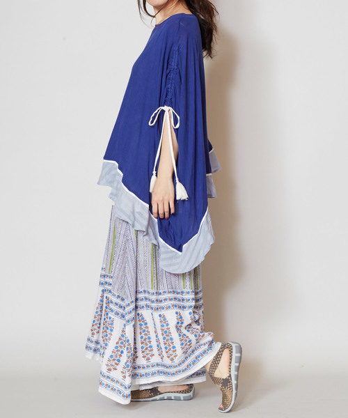 チャイハネ（チャイハネ）の「【チャイハネ】yul 麻混ブロックプリントワイドパンツ（その他パンツ・レディース・ブルー/グリーン/パープル/レッド・FREE）」の8枚目の写真