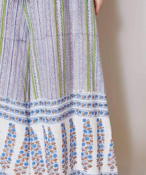 チャイハネ（チャイハネ）の「【チャイハネ】yul 麻混ブロックプリントワイドパンツ（その他パンツ・レディース・ブルー/グリーン/パープル/レッド・FREE）」の6枚目の写真