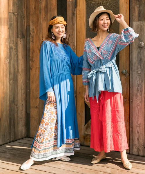 チャイハネ（チャイハネ）の「【チャイハネ】yul 麻混ブロックプリントワイドパンツ（その他パンツ・レディース・ブルー/グリーン/パープル/レッド・FREE）」の13枚目の写真