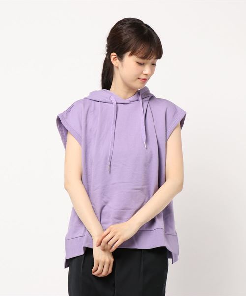 LOWRYS FARM（ローリーズファーム）の「フードフレンチスリーブ　837706（Tシャツ/カットソー・レディース・パープル/オフホワイト/ブラック/ベージュ・FREE）」の21枚目の写真