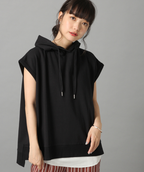 LOWRYS FARM（ローリーズファーム）の「フードフレンチスリーブ　837706（Tシャツ/カットソー・レディース・パープル/オフホワイト/ブラック/ベージュ・FREE）」の22枚目の写真