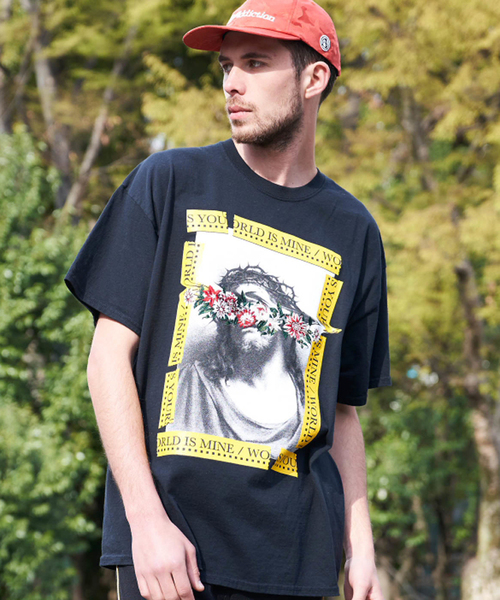 JACKROSE(ジャックローズ)の「JE・フラワー刺繍・JESUS CHRIST Tシャツ(Tシャツ/カットソー・メンズ・ホワイト/ブラック・M/L/XL)」の2枚目の写真