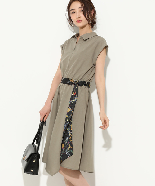 セール ワンピース スカーフベルト付きスキッパーワンピース ワンピース ワンピース Vis ビス のファッション