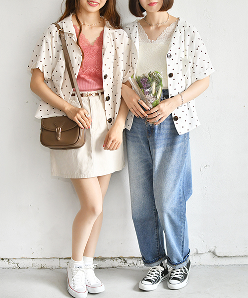 PairPair(ペアペア)の「レース切り替えタンクトップ(タンクトップ・レディース・スモークピンク/アイボリー/モカ・FREE)」の6枚目の写真