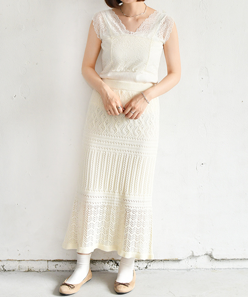 PairPair(ペアペア)の「レース切り替えタンクトップ(タンクトップ・レディース・スモークピンク/アイボリー/モカ・FREE)」の8枚目の写真