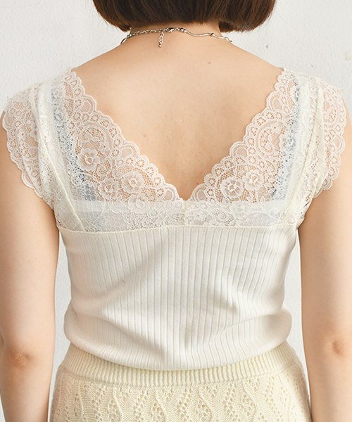 PairPair(ペアペア)の「レース切り替えタンクトップ(タンクトップ・レディース・スモークピンク/アイボリー/モカ・FREE)」の13枚目の写真