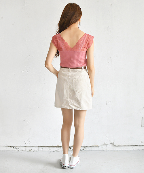 PairPair(ペアペア)の「レース切り替えタンクトップ(タンクトップ・レディース・スモークピンク/アイボリー/モカ・FREE)」の16枚目の写真