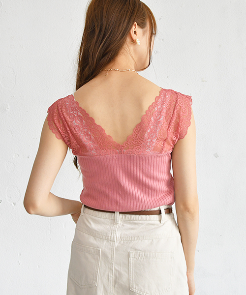 PairPair(ペアペア)の「レース切り替えタンクトップ(タンクトップ・レディース・スモークピンク/アイボリー/モカ・FREE)」の19枚目の写真