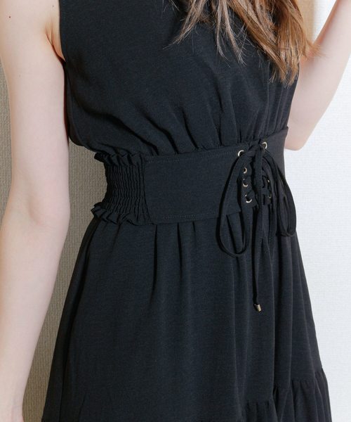 LIPSERVICE（リップサービス）の「コルセットベルトSETティアードロングワンピース（ワンピース・レディース・ベージュ/ブラック/その他1・S/M）」の6枚目の写真