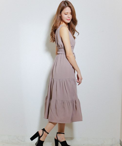 LIPSERVICE（リップサービス）の「コルセットベルトSETティアードロングワンピース（ワンピース・レディース・ベージュ/ブラック/その他1・S/M）」の8枚目の写真