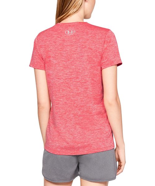 UNDER ARMOUR（アンダーアーマー）の「レディーストレーニングTシャツ / テック ショートスリーブ V ネック ツイスト（Tシャツ/カットソー・レディース・ピンク系その他/霜降りグレー/ブラック×シルバー・SM/XL/LG/MD）」の11枚目の写真