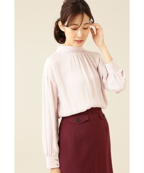 NATURAL BEAUTY BASIC（ナチュラルビューティーベーシック）の「ヴィンテージサテンギャザーブラウス（シャツ/ブラウス・レディース・ネイビー/オフホワイト/ピンク/ピンク系その他5・SMALL/MEDIUM）」の22枚目の写真