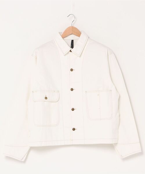 Starting Over（スターティングオーバー）の「ビッグシルエット デニム ツイル ステッチポケット デニムジャケット/Gジャン（デニムジャケット・メンズ・ワンウォッシュ/ライトブルー/ブラック/ベージュ/ホワイト/ブラック系その他/ケミカルウォッシュ・M/L/XL）」の2枚目の写真