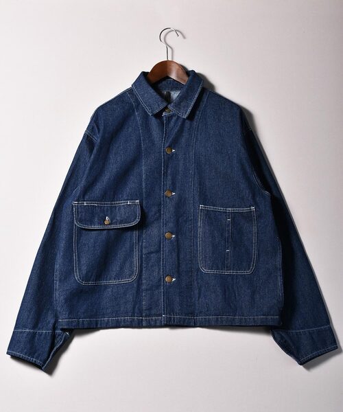 Starting Over（スターティングオーバー）の「ビッグシルエット デニム ツイル ステッチポケット デニムジャケット/Gジャン（デニムジャケット・メンズ・ワンウォッシュ/ライトブルー/ブラック/ベージュ/ホワイト/ブラック系その他/ケミカルウォッシュ・M/L/XL）」の6枚目の写真
