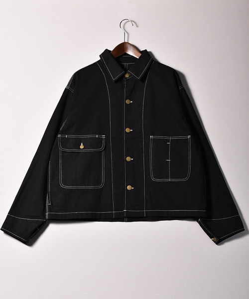 Starting Over（スターティングオーバー）の「ビッグシルエット デニム ツイル ステッチポケット デニムジャケット/Gジャン（デニムジャケット・メンズ・ワンウォッシュ/ライトブルー/ブラック/ベージュ/ホワイト/ブラック系その他/ケミカルウォッシュ・M/L/XL）」の3枚目の写真