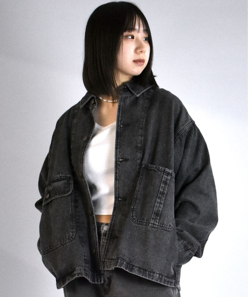 セール】ビッグシルエット デニム ツイル ステッチポケット デニム