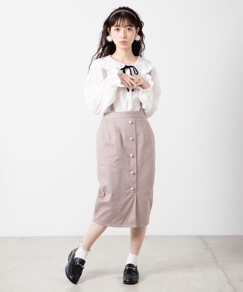 WEGO（ウィゴー）の「WEGO/ベロアリボンフリルブラウス（シャツ/ブラウス・レディース・ホワイト/ライトブラウン・FREE）」の4枚目の写真