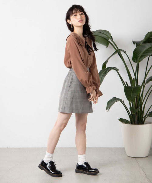 WEGO（ウィゴー）の「WEGO/ベロアリボンフリルブラウス（シャツ/ブラウス・レディース・ホワイト/ライトブラウン・FREE）」の7枚目の写真