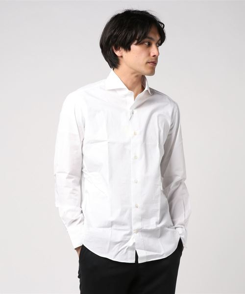 GIANNETTO（ジャンネット）の「GIANNETTO / ポプリンホリゾンタルカラーカジュアルシャツ（シャツ/ブラウス・メンズ・ホワイト/ネイビー/ブラウン・LARGE/MEDIUM/SMALL）」の6枚目の写真