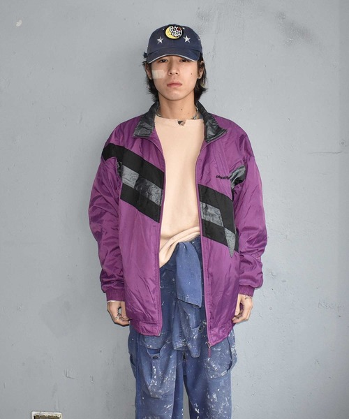 adidas(アディダス)の「【ヴィンテージ古着】80's adidas/アディダス フルジップ ナイロンジャケット(ナイロンジャケット・メンズ・パープル・LARGE)」の5枚目の写真