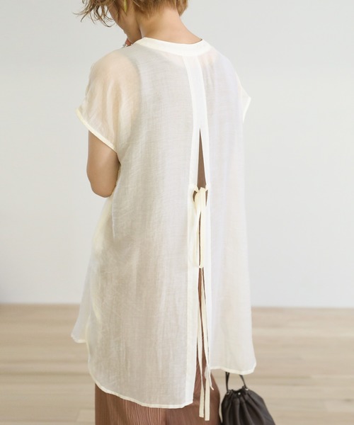 select MOCA（セレクトモカ）の「シアーバックリボンブラウス（シャツ/ブラウス・レディース・アイボリー/ミント/ラベンダー・FREE）」の2枚目の写真