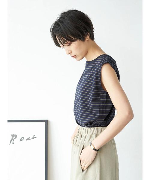 AMERICAN HOLIC（アメリカンホリック）の「ノースリーブ裾スリットカットプルオーバー1（Tシャツ/カットソー・レディース・オフホワイト/ピンク/ブルー系その他2/ブラック系その他4/グリーン/マルチ・M/L）」の22枚目の写真