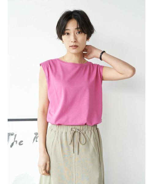 AMERICAN HOLIC（アメリカンホリック）の「ノースリーブ裾スリットカットプルオーバー1（Tシャツ/カットソー・レディース・オフホワイト/ピンク/ブルー系その他2/ブラック系その他4/グリーン/マルチ・M/L）」の15枚目の写真