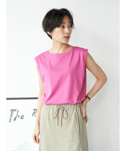 AMERICAN HOLIC（アメリカンホリック）の「ノースリーブ裾スリットカットプルオーバー1（Tシャツ/カットソー・レディース・オフホワイト/ピンク/ブルー系その他2/ブラック系その他4/グリーン/マルチ・M/L）」の14枚目の写真