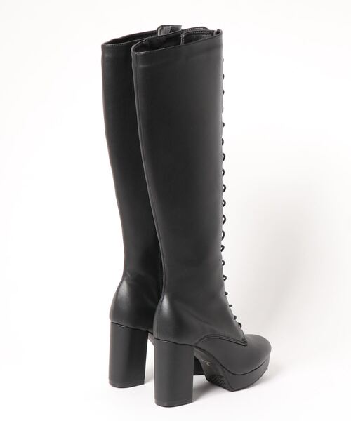 厚底 ビッグシルエットレースアップニーハイブーツ Dab6701