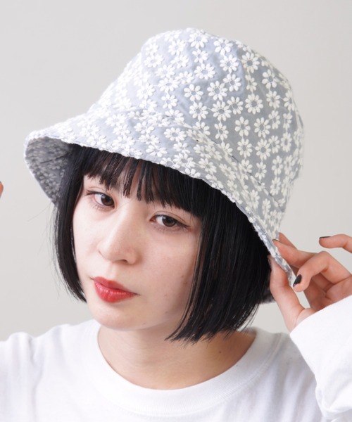 かわいい♡青い花柄レースハット かわいい♡青い花柄レースハット