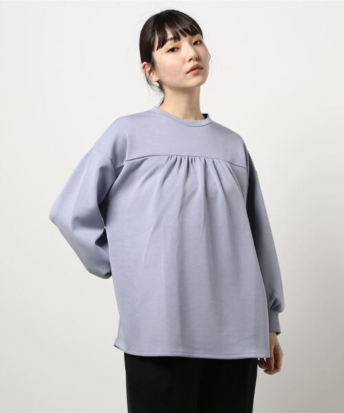 KOBE LETTUCE（コウベレタス）の「ギャザー切り替えダンボールプルオーバー（その他トップス・レディース・ライトベージュ/ブラック/ラベンダー・FREE）」の3枚目の写真