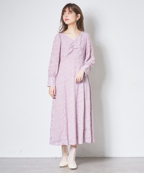 natural couture（ナチュラルクチュール）の「シアージャガード胸くしゅレディワンピース（ワンピース・レディース・アイボリー/ブラック/ピンク・FREE）」の18枚目の写真