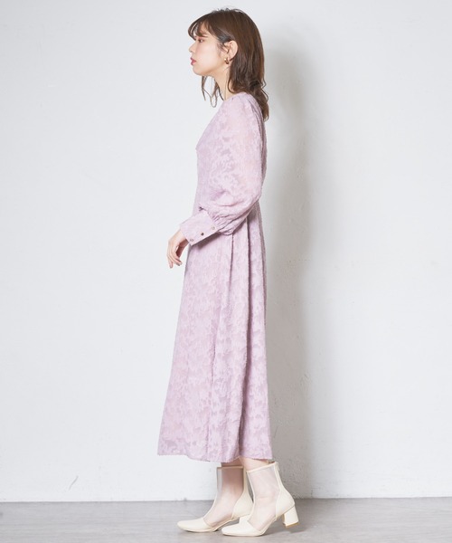 natural couture（ナチュラルクチュール）の「シアージャガード胸くしゅレディワンピース（ワンピース・レディース・アイボリー/ブラック/ピンク・FREE）」の19枚目の写真