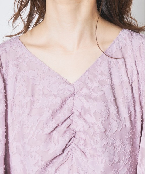 natural couture（ナチュラルクチュール）の「シアージャガード胸くしゅレディワンピース（ワンピース・レディース・アイボリー/ブラック/ピンク・FREE）」の21枚目の写真