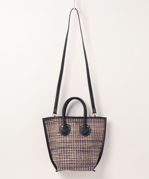 INTERPLANET（インタープラネット）の「ラフィアバッグ（かごバッグ・レディース・ピンク/ネイビー/ブルー・フリー）」の2枚目の写真